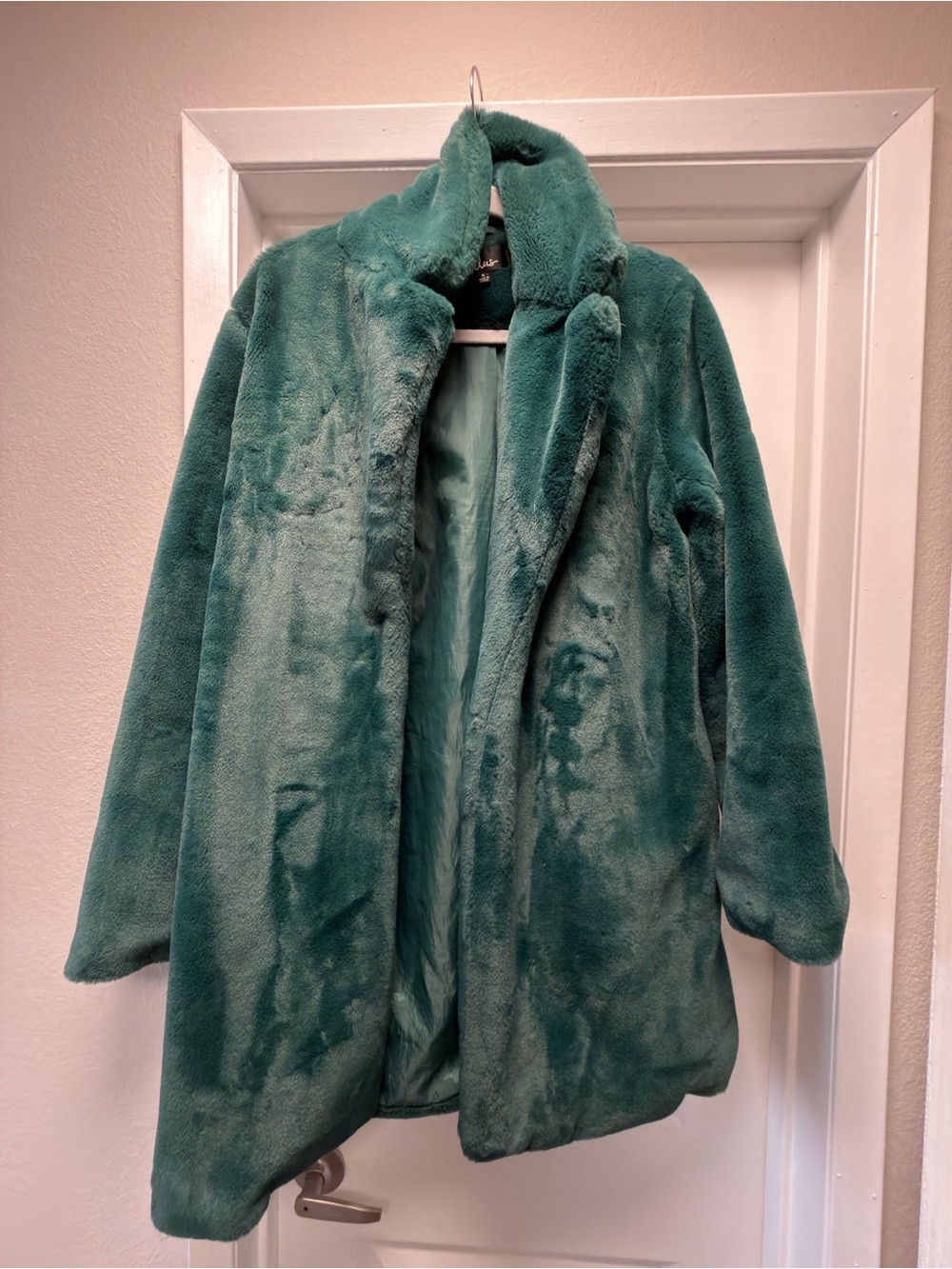 Lulu's Plush Teal Faux-Fur Coat
